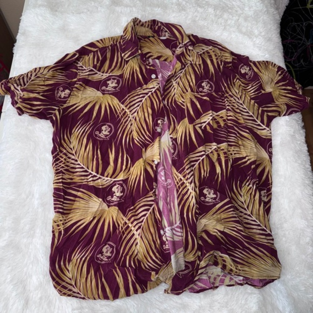 Florida‎ State Seminoles Button Down Shirt Palm Tree Maroon Gold XL